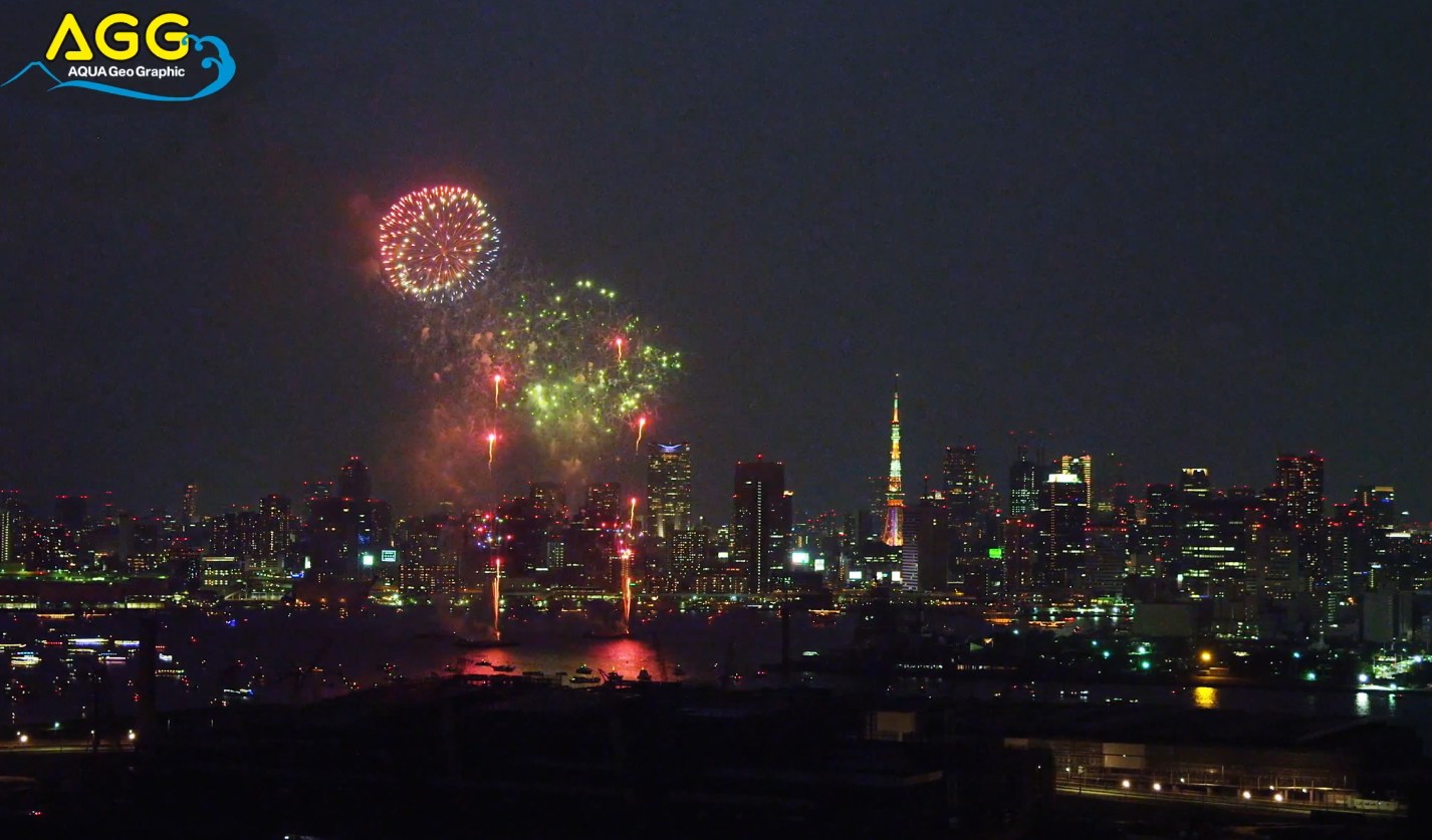 4K日本东京夜景 東京湾大華火祭 1